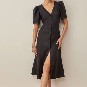 Reformation Newbury Linen Black Dress - Size 4